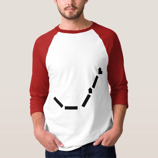 Camiseta 3/4 de Raglan básico branco/vermelho da Capa (Frente)