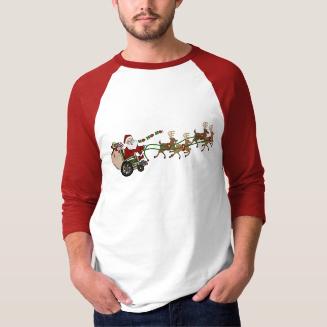 Camiseta 3/4 Sleeve T-Shirt - Wheelchair Santa (Frente)