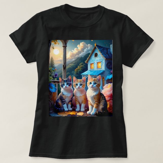 Camiseta 3 Adorable Artist designed Kittens (Frente do Design)
