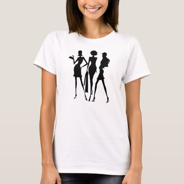 Camiseta 3 amigos comprando das mulheres (Frente)
