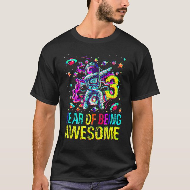 Camiseta 3 Aniversário De Ser Um Astronauta Fantástico 1 (Frente)