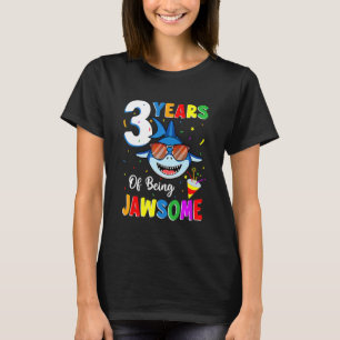 Camiseta 3 Anos De aniversário de 3 anos De Tubarão Jawsome