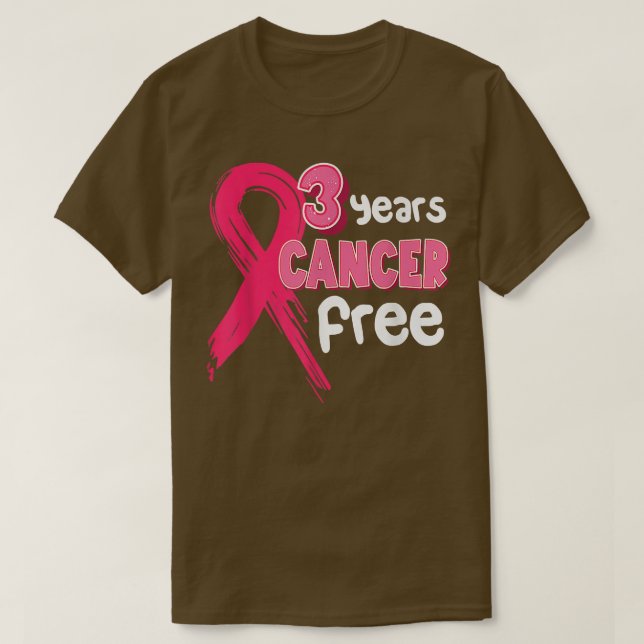 Camiseta 3 anos de Cancer de mama rosa isento de Cancer mam (Frente do Design)