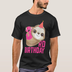Camiseta 3 Anos de Idade 3º Aniversário Bicho-Preguiça Fofa
