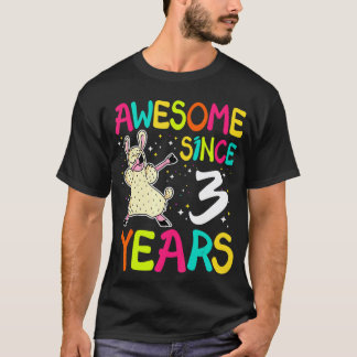 Camiseta 3 Anos de Idade 3º Aniversário Llama Dabbing Incrí