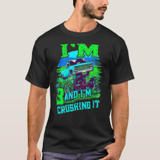 Camiseta 3 Anos De Idade A Esmagar O Monster Truck aniversá