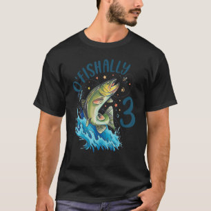 Camiseta 3 Anos De Idade A Pescar Aniversário 3.º Bass Cria