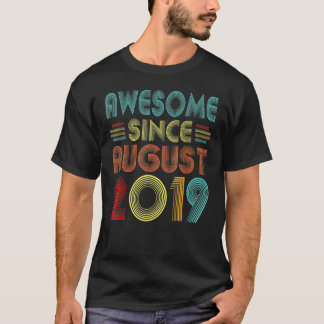 Camiseta 3 anos de idade incrível desde agosto de 2019 3º a
