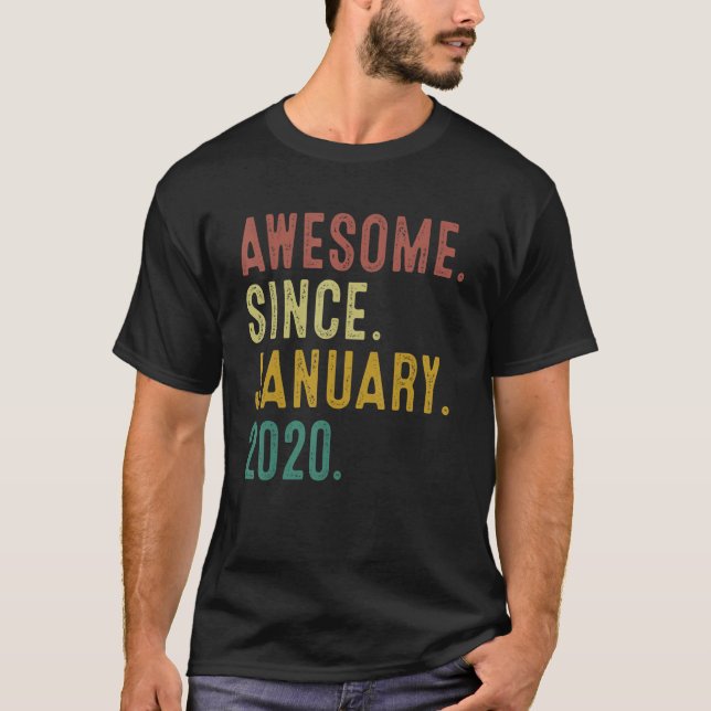 Camiseta 3 anos de idade incrível desde janeiro de 2020 3º  (Frente)