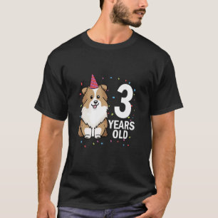 Camiseta 3 anos de idade Shelday Sheltie Dog Puppy 3rd Part