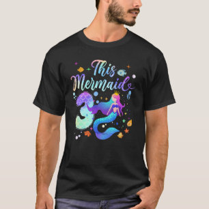Camiseta 3 Anos Esta Sereia É aniversário de 3 anos Daugh