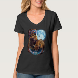 Camiseta 3 Bisão de Búfalo de Lua Animal Bisão