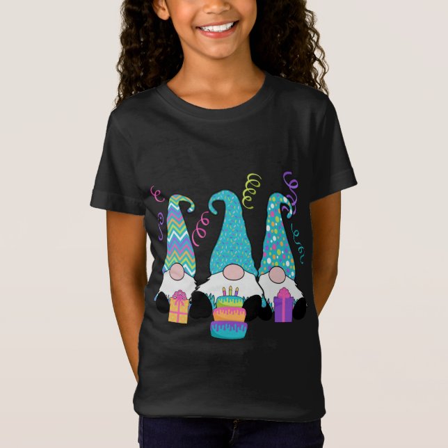 Camiseta 3 Bolo de Aniversário dos Gnomos, Presentes, Confe (Frente)