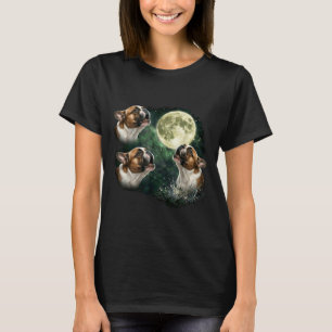 Camiseta 3 bulldog francês uivando para a lua ângulo vintag