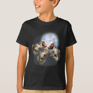Camiseta 3 Byss Peixes Na Lua Byss Divertido Amante Da Pesc