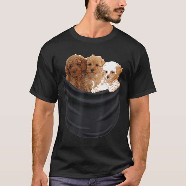 Camiseta 3 Cachorro De Poodle No Bolso Engraçado Presente P (Frente)