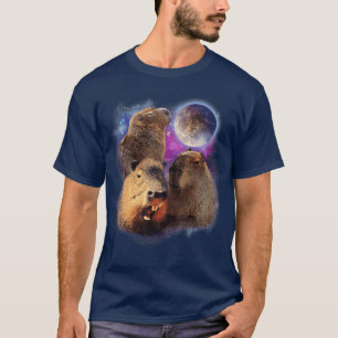 Camiseta 3 Capivara Lua Capivara Animal de Pelúcia para Hom