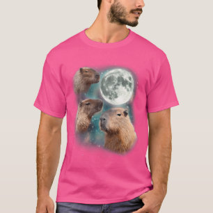 Camiseta 3 Capybara Moon Giant Rodents Weird Howling Parody