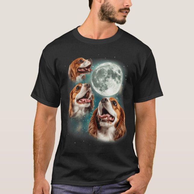Camiseta 3 Cavalier King Charles Spaniel Lua Canino Pet (Frente)
