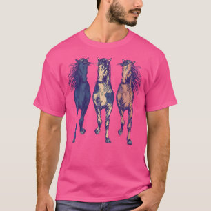 Camiseta 3 Cavalos Correndo em Volta da Arte de Cavalo