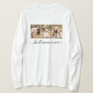 Camiseta 3 Colagem de Fotos A Melhor Mãe Alguma Vez A Longa