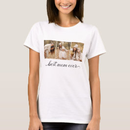 Camiseta 3 Colagem de Fotos Melhor Mãe do Mundo Mulheres