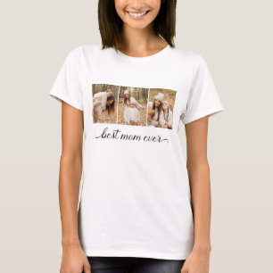 Camiseta 3 Colagem de Fotos Melhor Mãe do Mundo Mulheres