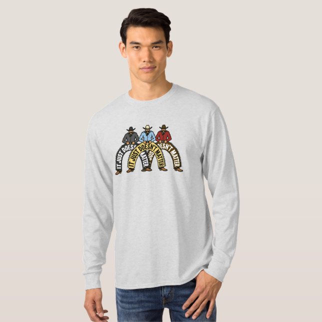 Camiseta 3 cowboys entram em um bar... (Frente Completa)