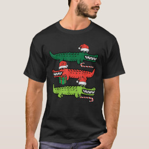 Camiseta 3 Crocodilos de Natal Papais noeis Xmas Alligator 