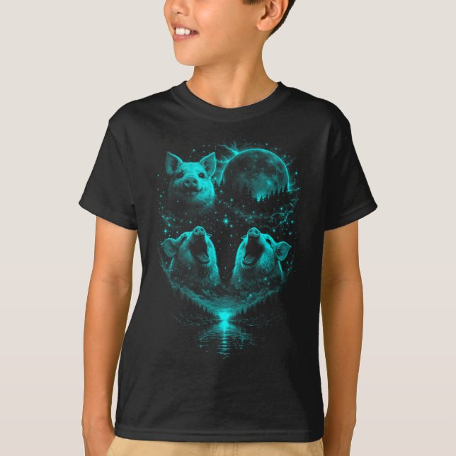 Camiseta 3 eclipse lunar mística da lua azul gelada uivante (Frente)