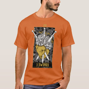 Camiseta 3 Espadas Tarot Card Dourado