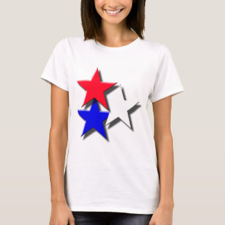 Camiseta 3 estrelas, vermelhos, brancos e azuis