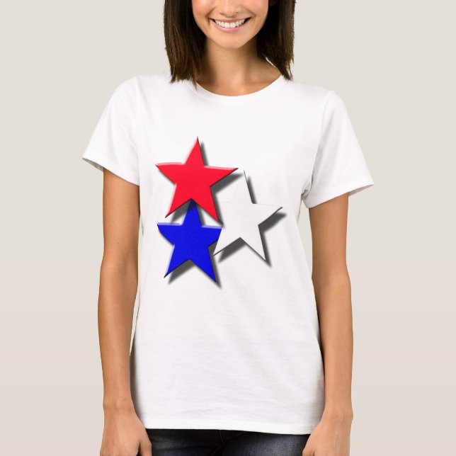 Camiseta 3 estrelas, vermelhos, brancos e azuis (Frente)