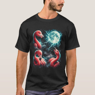 Camiseta 3 Flamingo Lua Flamingo Uivando Cabeça Engraçado