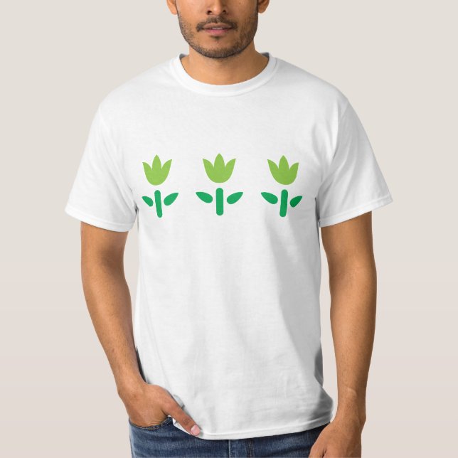 Camiseta 3 Flores Verdes (Frente)