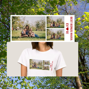 Camiseta 3 Fotos Melhor Bônus Mamãe Sempre Colagem de Fotos