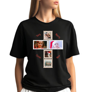 Camiseta 3 Fotos Personalizadas Natal Cruz Correspondente