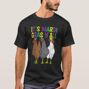 Camiseta 3 Galinhas É Mardi Gras Galera Fazendeiros Homens