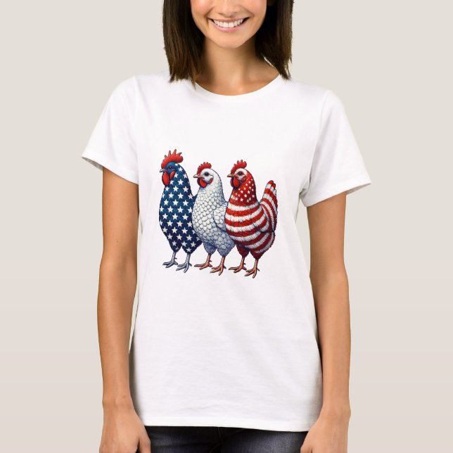 Camiseta 3 Galinhas Patrióticas (Frente)