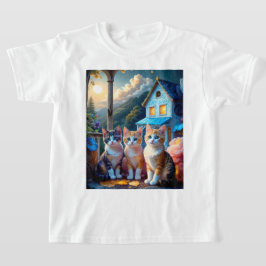 Camiseta 3 Gatinhos Adoráveis Criados por Artista