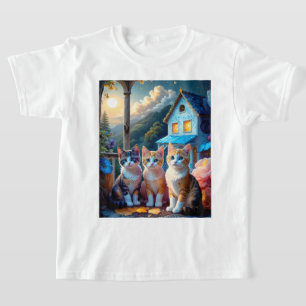 Camiseta 3 Gatinhos Adoráveis Criados por Artista