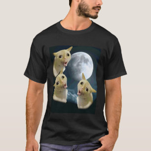 Camiseta 3 Gatos Bobos Estão Uivando Para a Lua