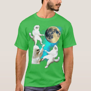 Camiseta 3 Gatos Lua Engraçados Três Gatos Gritando Na Lua