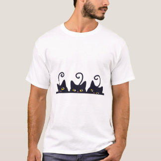 Camiseta 3 Gatos Pretos Gatos Engraçados Adoram Designs Hom