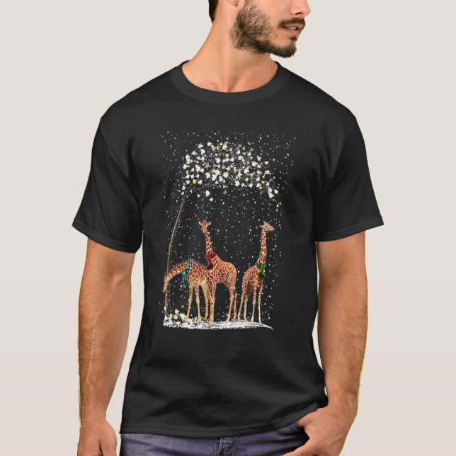 Camiseta 3 Giraffes Scarf Winter Christmas Tree Xmas Snowy (Frente)