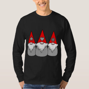 Camiseta 3 Gnomos Nórdicos Natal Cinza Vermelha Inverno Hat