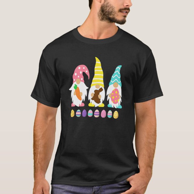 Camiseta 3 Gnomos Páscoa Pastel Primavera Bunny (Frente)