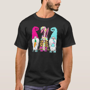 Camiseta 3 Gnomos Páscoa Pastel Primavera coelho das orelha