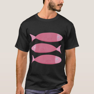 Camiseta 3 Ilustrações de Peixes Sardinha em Rosa