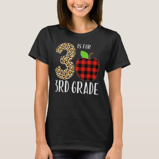 Camiseta 3 Is For 3rd Grade Teacher Leopard Buffalo Plaid S